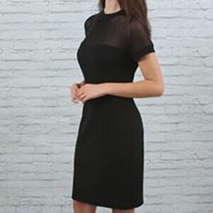 Bebe Illusion Neck Midi Dress